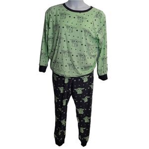 NEW Star Wars fleece Grogu baby Yoda long‎ sleeve cozy pajama set XL